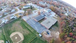 North School and St. Mary's church in Seekonk.  I went to school there 53 years ago. This shot was taken from around 200' up. 